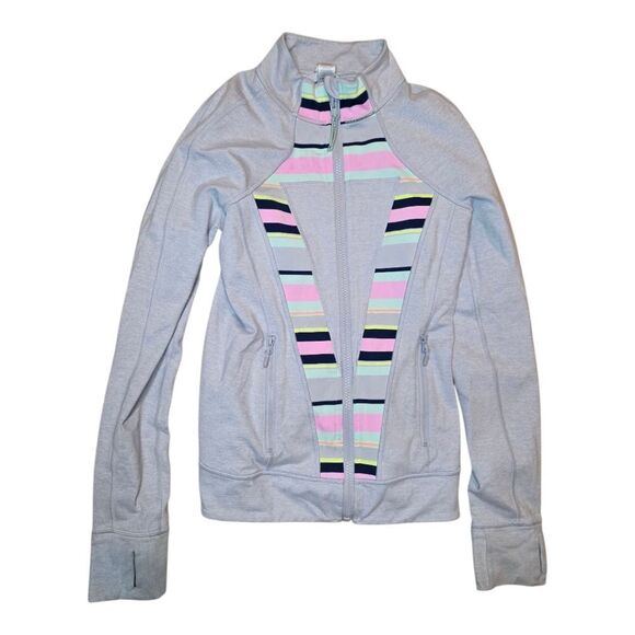 IVIVVA By LULULEMON Girl's Zippered Jacket Grey Pink - Size 12 - Picture 1 of 8